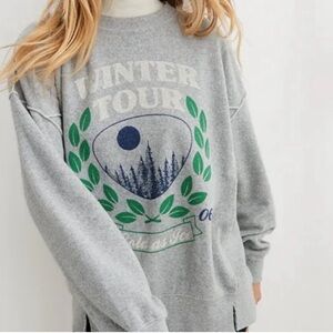 Aerie The Chill Cozy Crew Heather Gray Oversized Sweatshirt